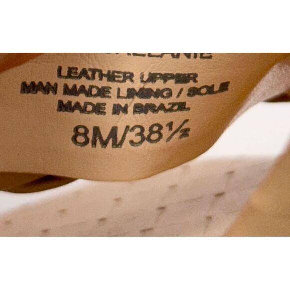 Vince Camuto Sandals Womens Size 8 Tan Leather Square Toe Slip On Woven Heels - Picture 7 of 9